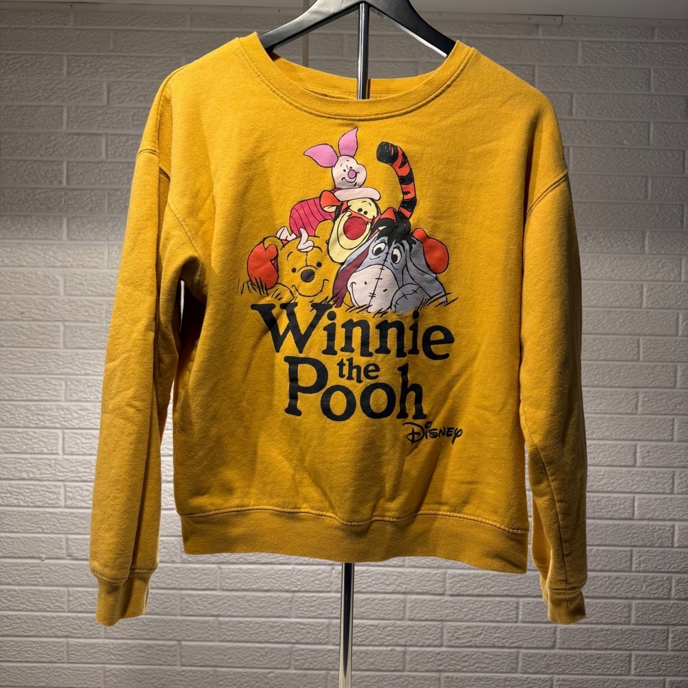 Disney Winnie the‎ Pooh Graphic Sweatshirt Mustard Yellow Kids M 7 9
